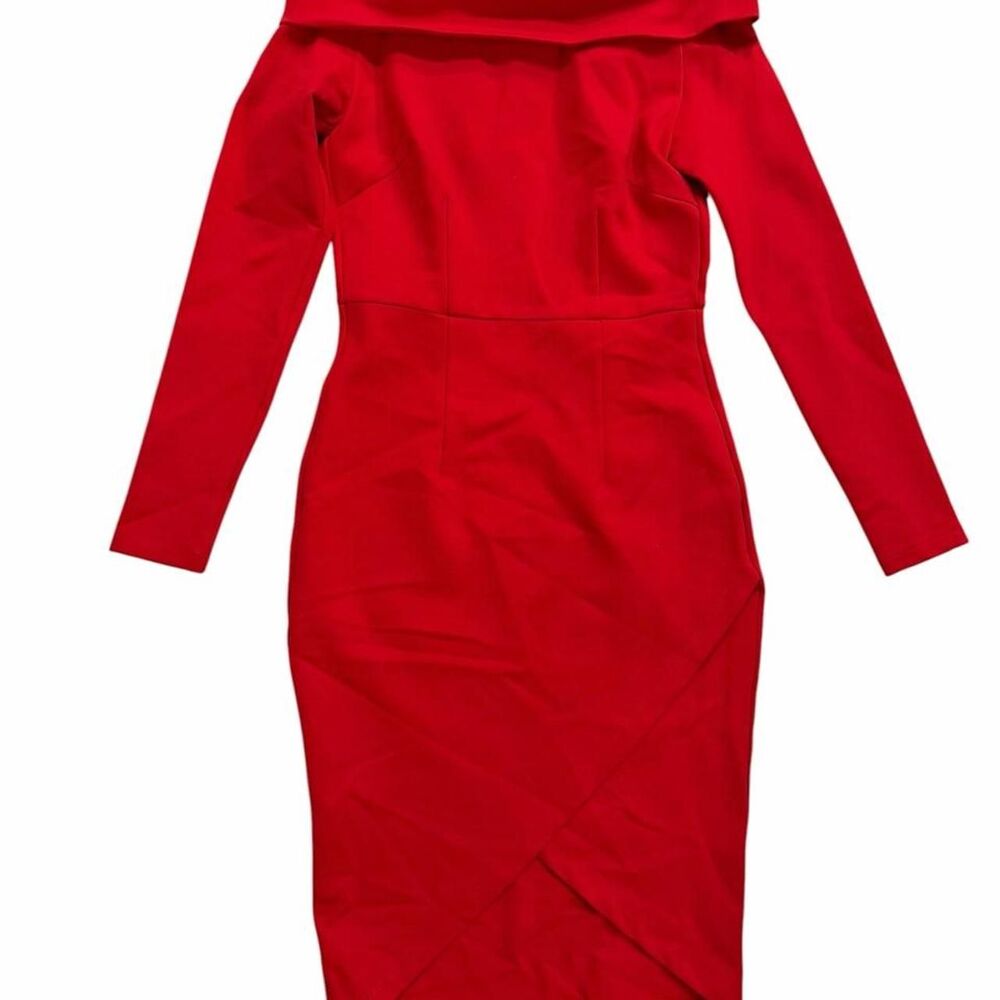 Donna Richardson Red off the shoulder bodycon dress